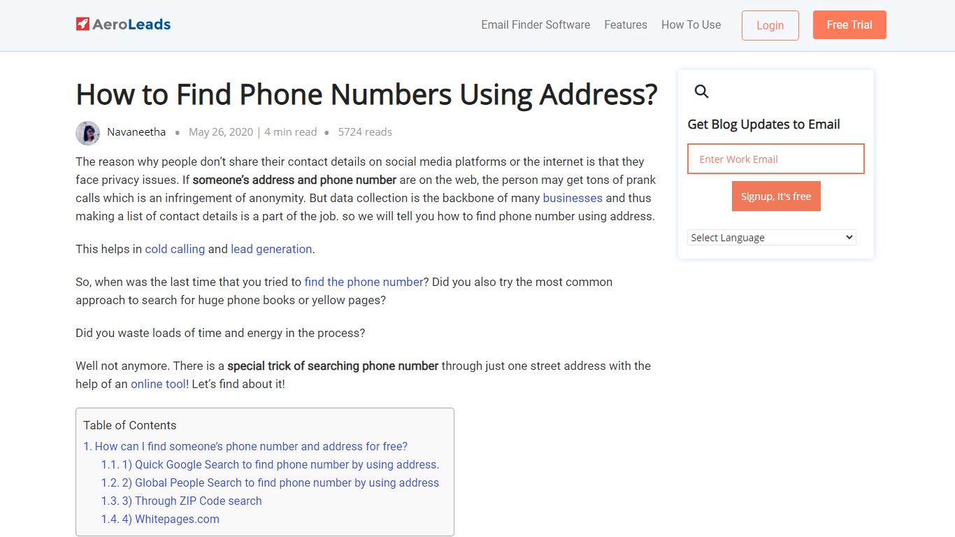 How to Find Someone's Phone Numbers by His Address - AeroLeads